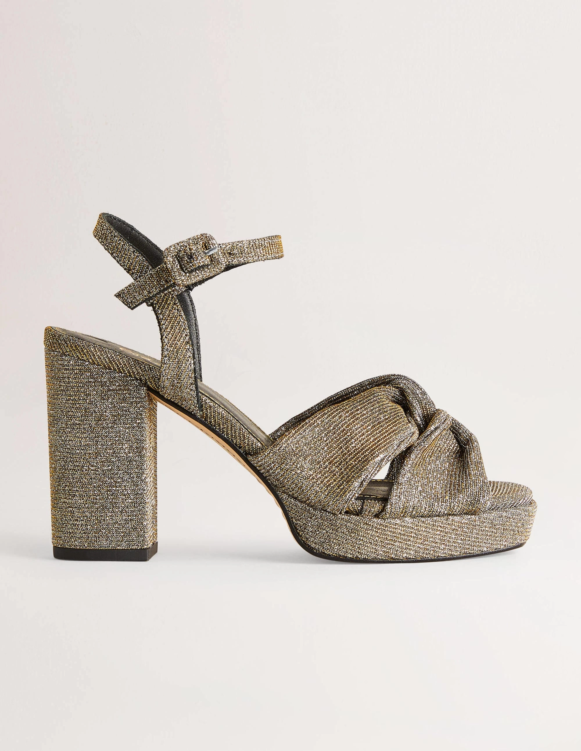 Twist Front Platform Sandals-Gold Metallic