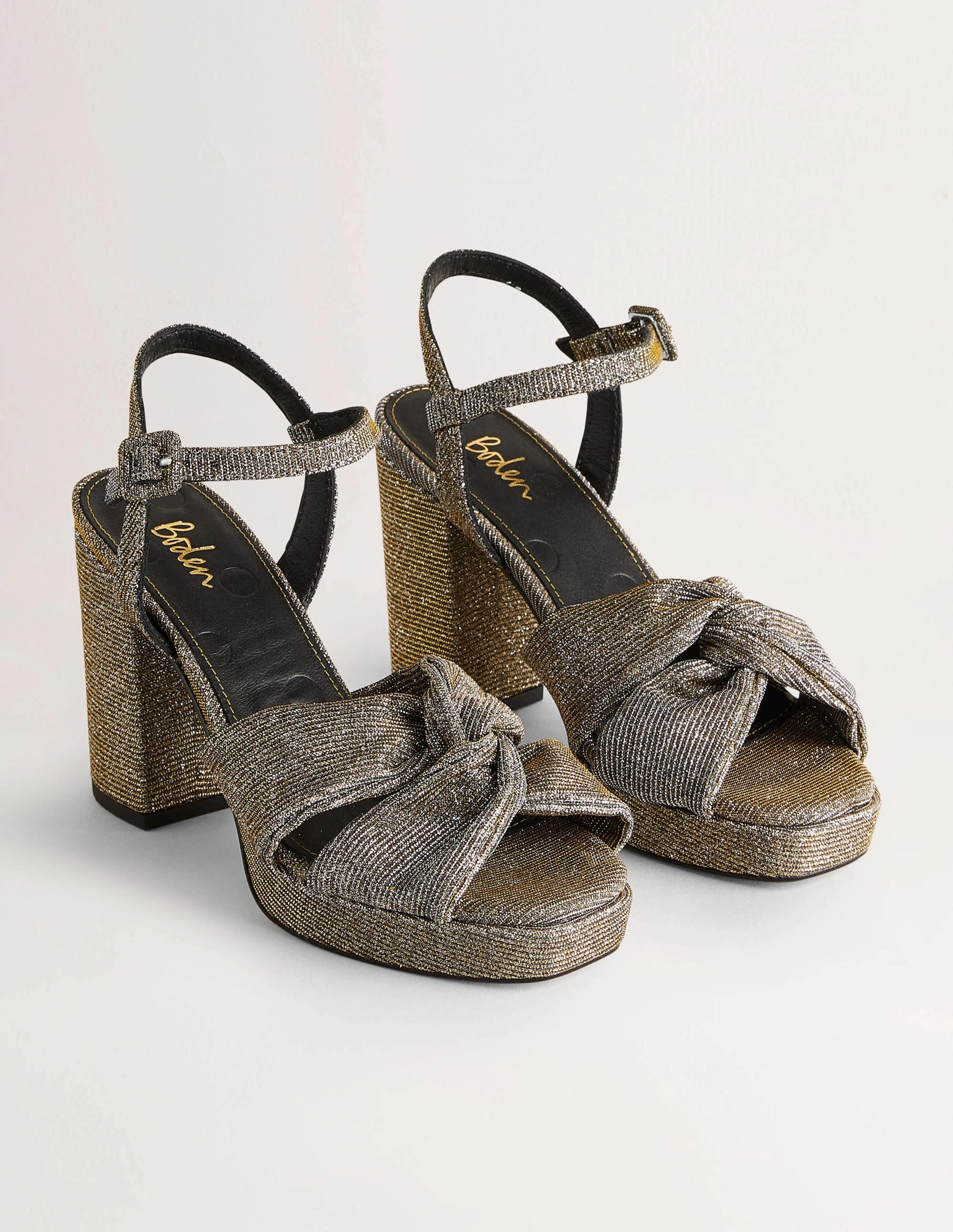 Twist Front Platform Sandals-Gold Metallic