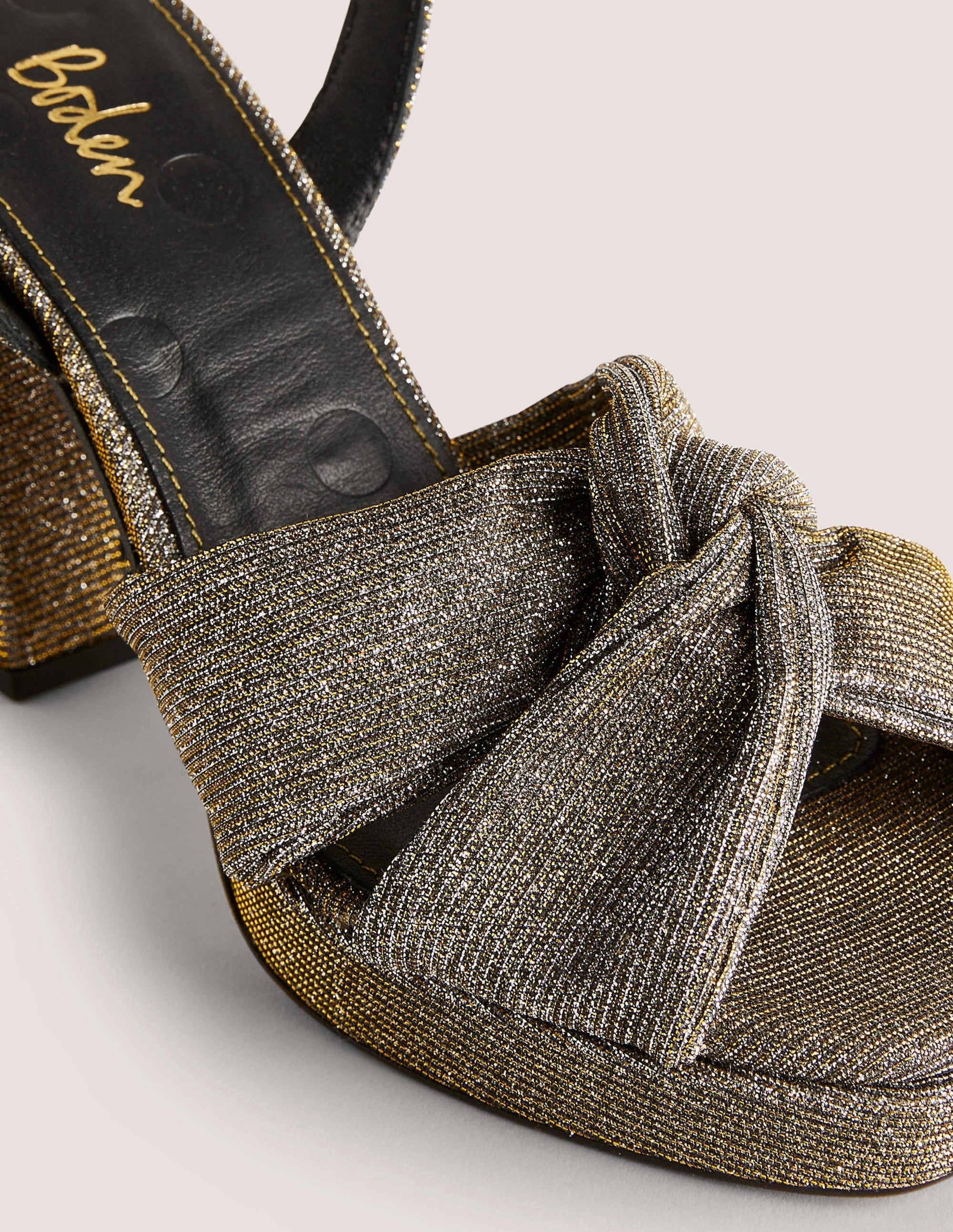 Twist Front Platform Sandals-Gold Metallic