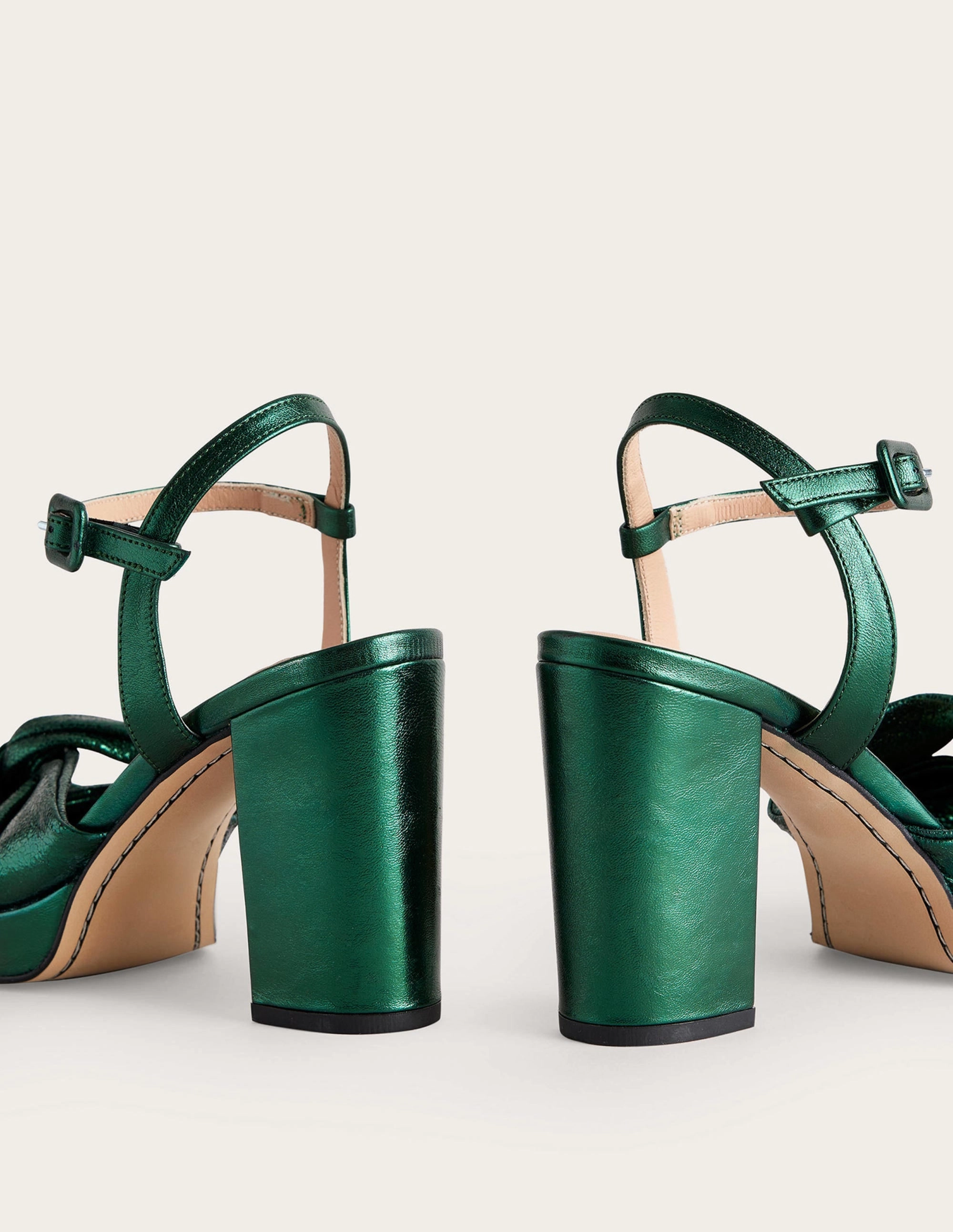 Twist Front Platform Sandals-Winter Green Metallic Leather