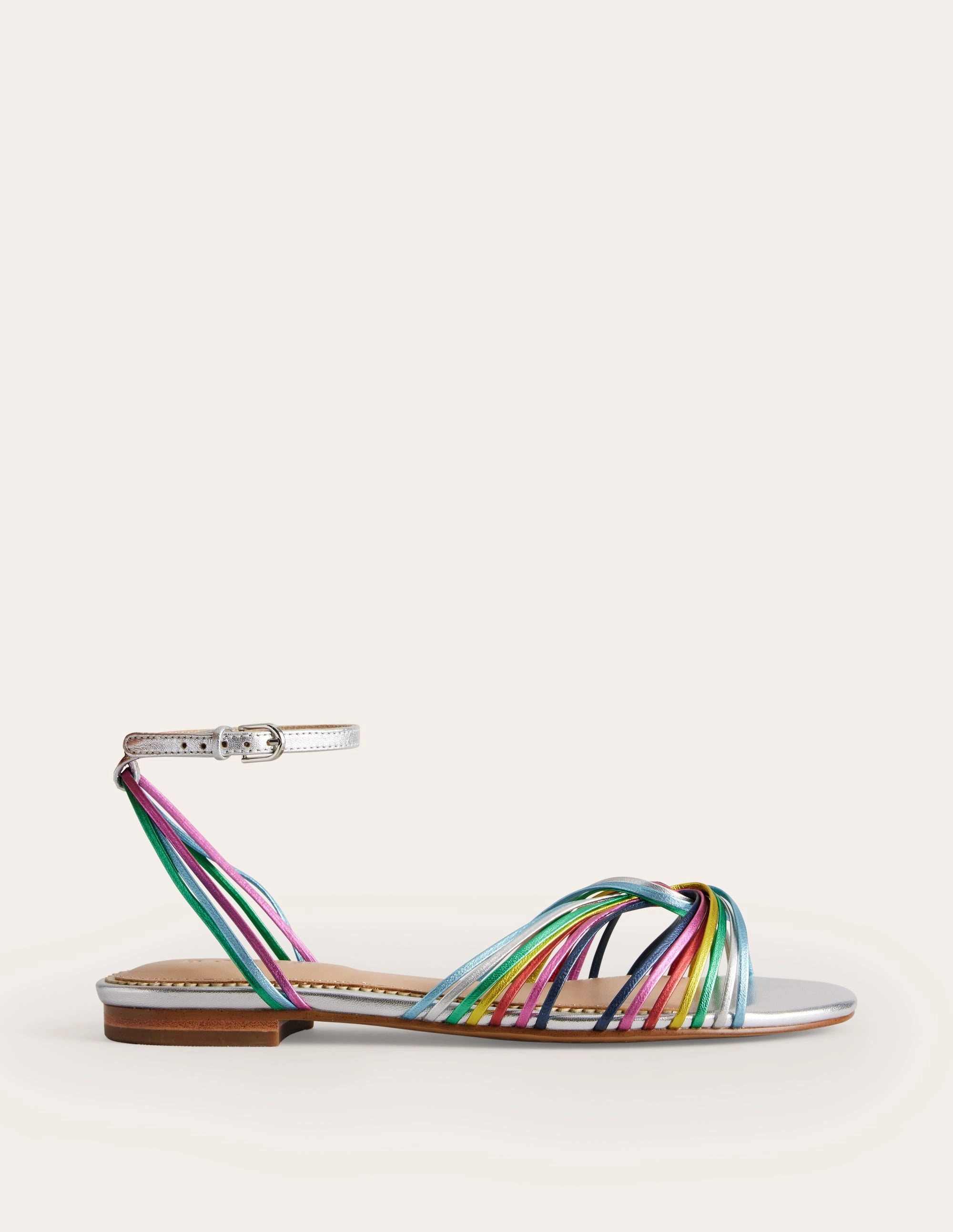 Twist Front Sandals-Multi Metallic Leather