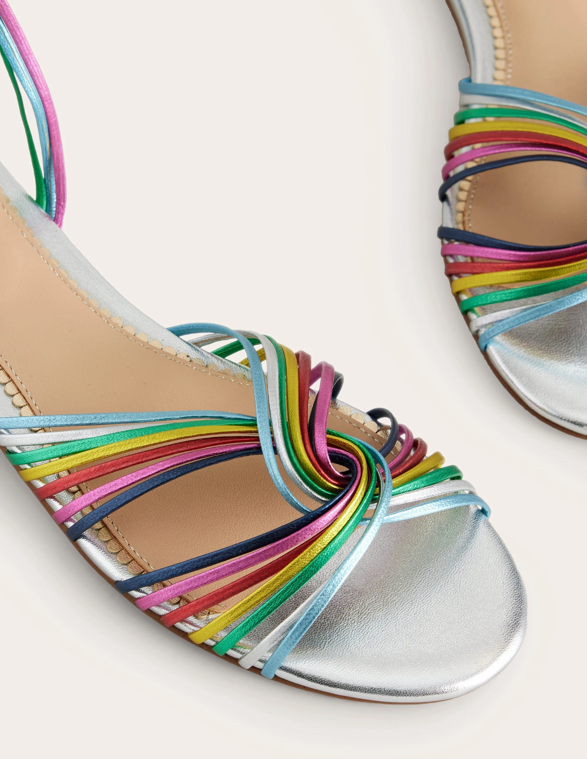 Twist Front Sandals-Multi Metallic Leather