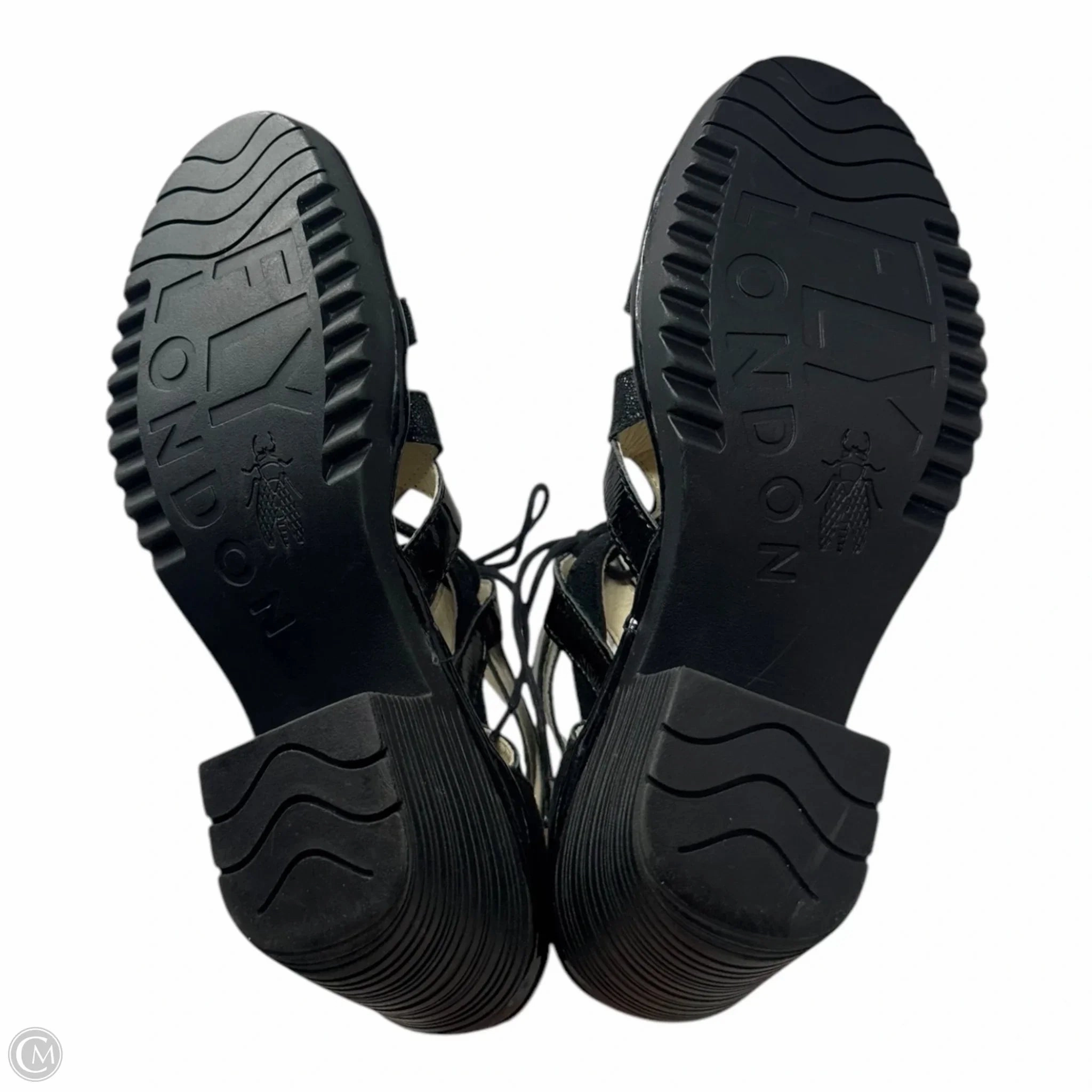 WANT959 Lace Sandals Heels Wedge By Fly London In Black, Size: 11.5