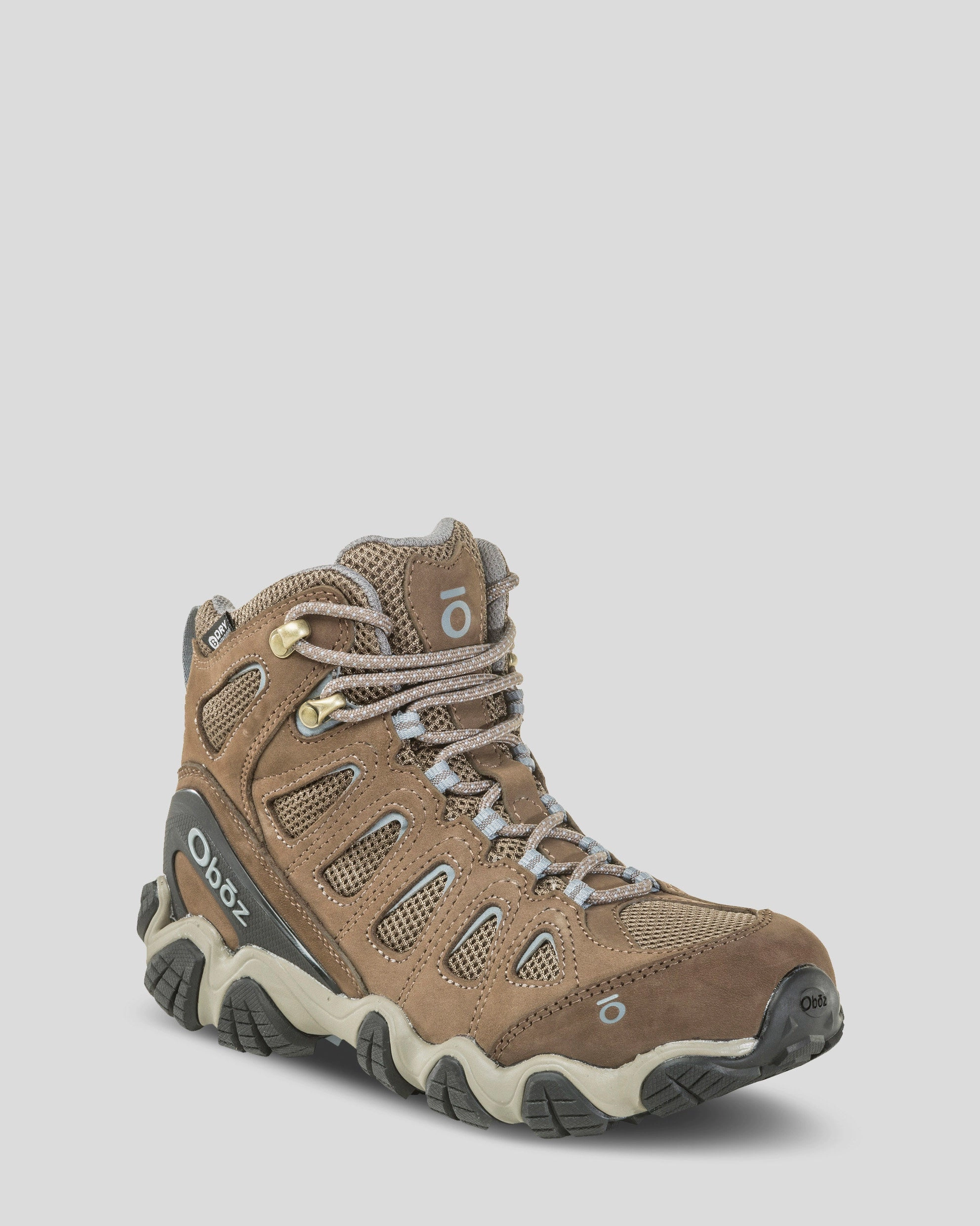 Women's Oboz Sawtooth II Mid Waterproof Hiking Boots - Wide - Brindle/Tradewinds Blue