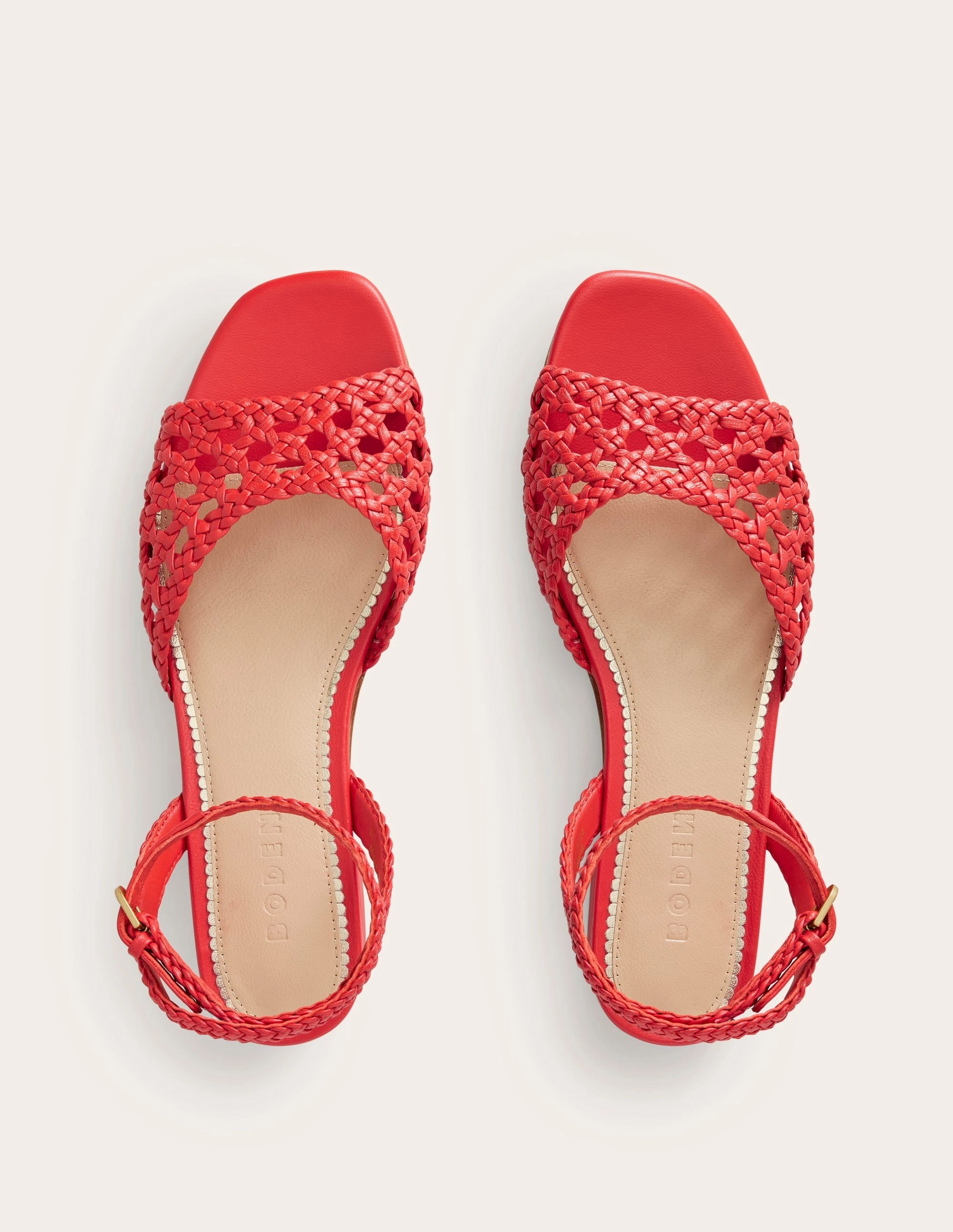 Woven Flat Sandals-Post Box Red