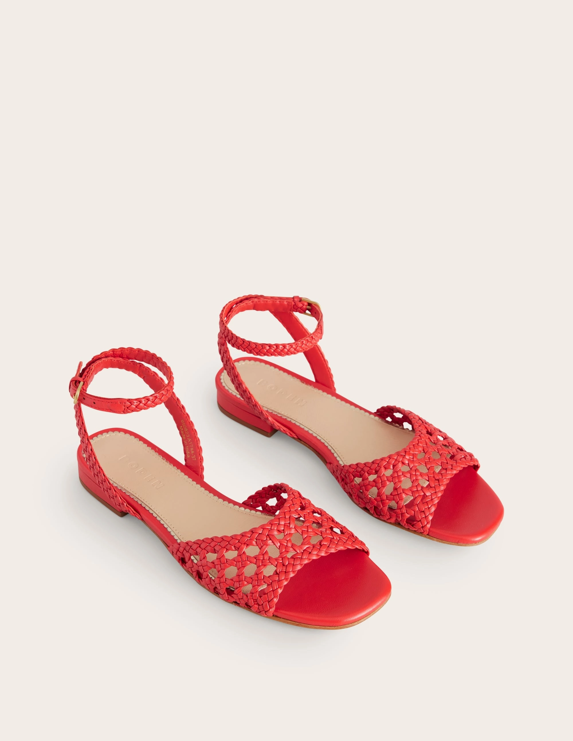 Woven Flat Sandals-Post Box Red