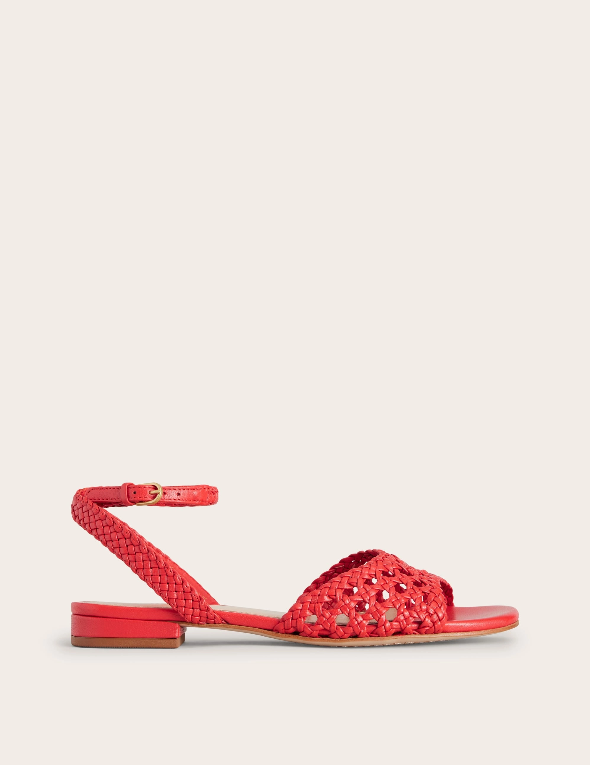 Woven Flat Sandals-Post Box Red