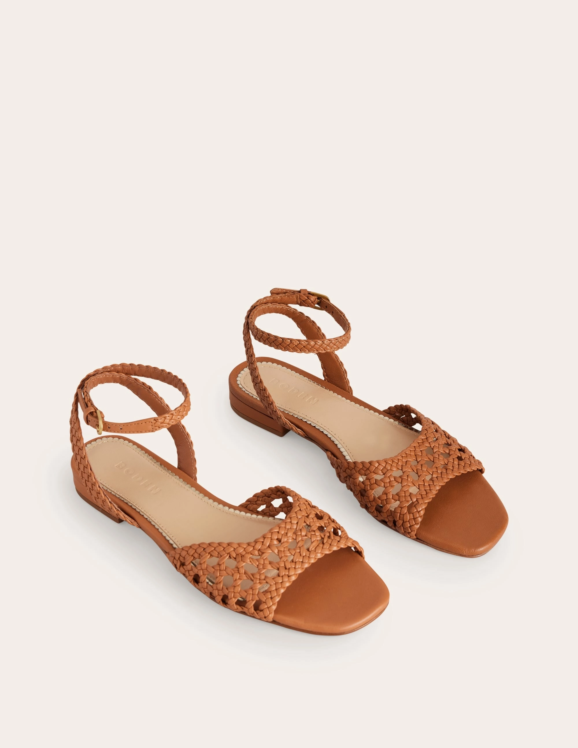 Woven Flat Sandals-Tan