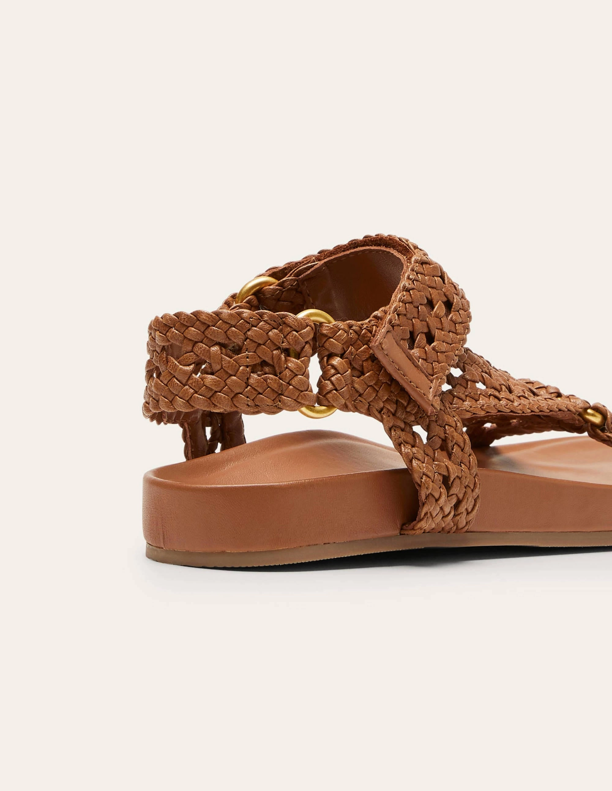 Woven Leather Sandals-Tan